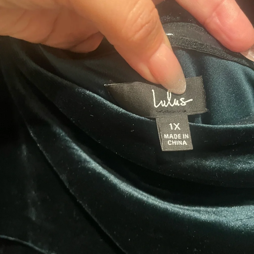 Lulu's Strapless Green Velvet Dress - Picture 7 of 8